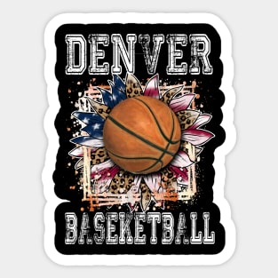 American Flag Personalized Denver Proud Name Basketball Sticker